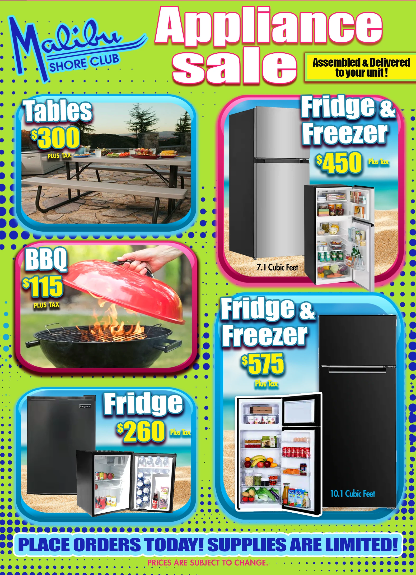 2025 Malibu Shore Club Appliance Sale